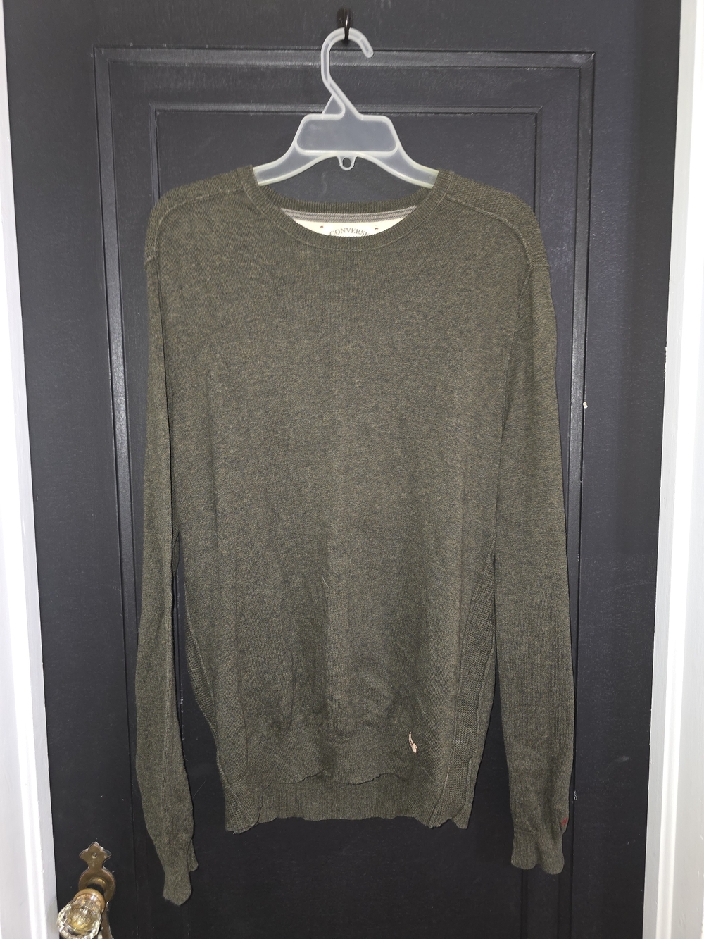 Converse x John Varvatos Olive Cotton Knit Sweater Red Star Sleeve Medium